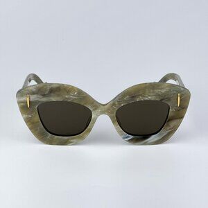 Loewe ANAGRAM LW40127I 60E Men NEW AUTHENTIC Sunglasses Green Brown Cat Eye